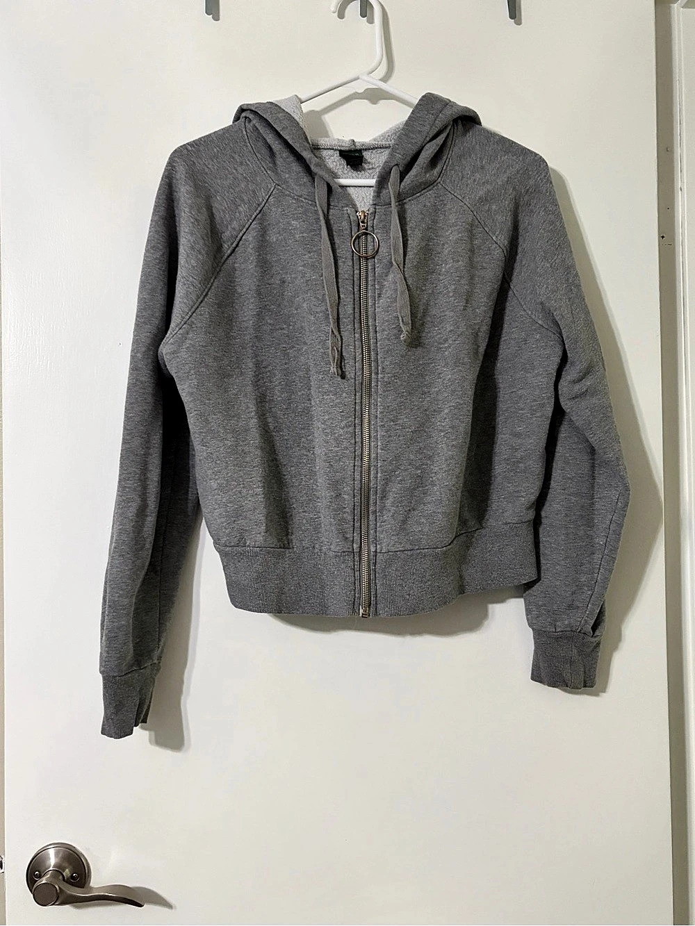 Wild Fable Girls Cropped Zip-Up Hoodie Cropped Zip-Up Hoodie Gray XL